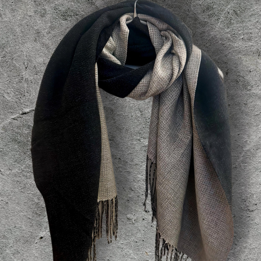 Light Blue & Beige Winter Scarf for Women,Ultra Soft Double-Sided Shawl,Warm,Lightweight and Elegant Gift for Her