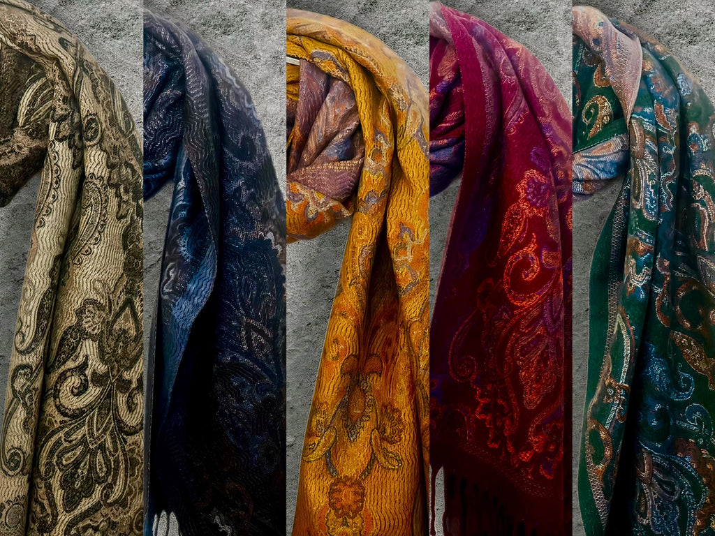 Reversible Burgundy Winter Scarf,Luxurious Warm Shawl with Paisley Print,Elegant Wrap for Women,Perfect Christmas Gift for Her