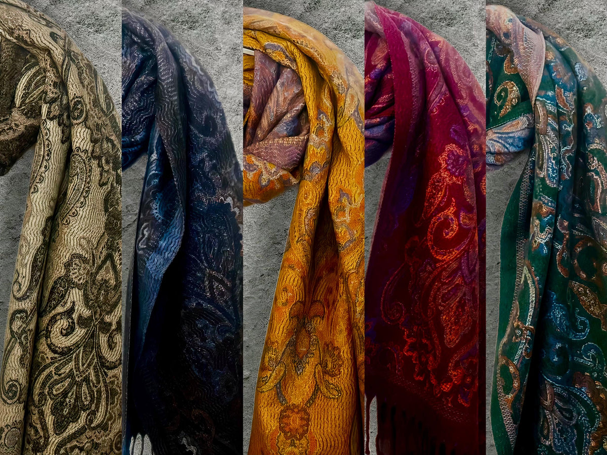 Reversible Burgundy Winter Scarf,Luxurious Warm Shawl with Paisley Print,Elegant Wrap for Women,Perfect Christmas Gift for Her