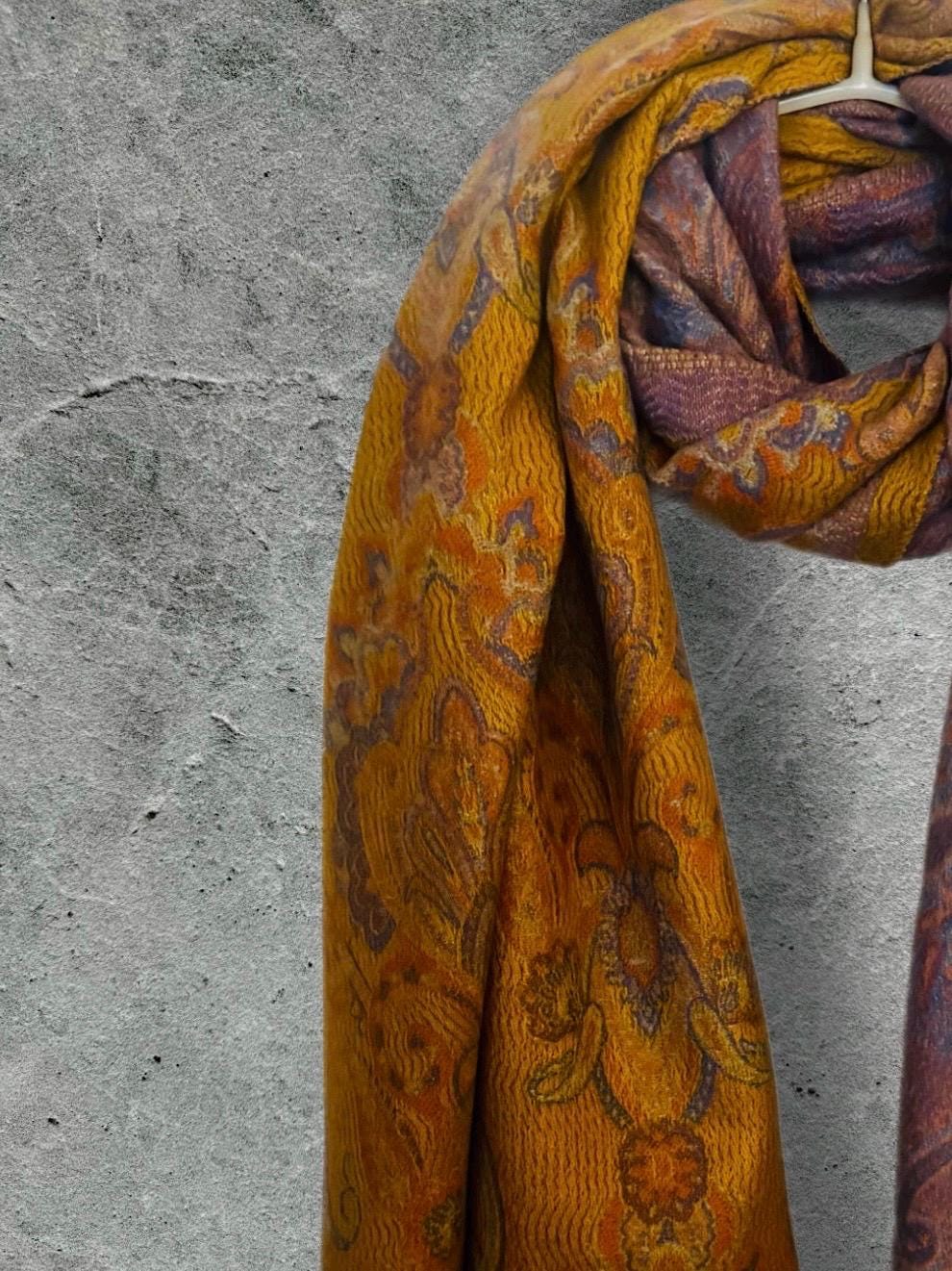 Reversible Mustard Yellow Winter Scarf for Women,Ultra Soft Shawl with Paisley Pattern,Cozy Warm Wrap,Stylish Gift for Her