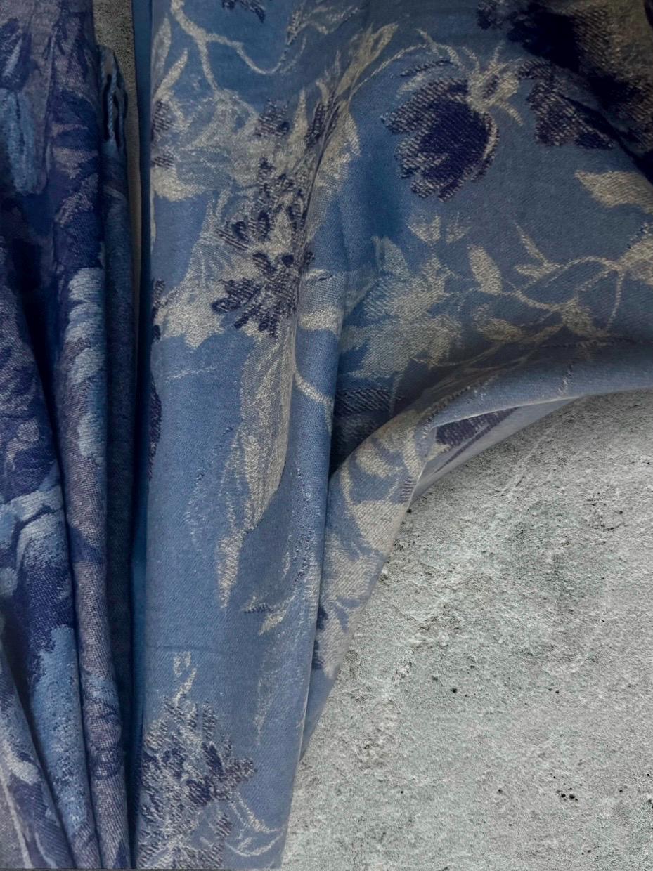Blue Ultra Soft Winter Scarf,Reversible Wrap for Women,Cozy Peony’s Floral Pattern Shawl,Luxury Gift for Her