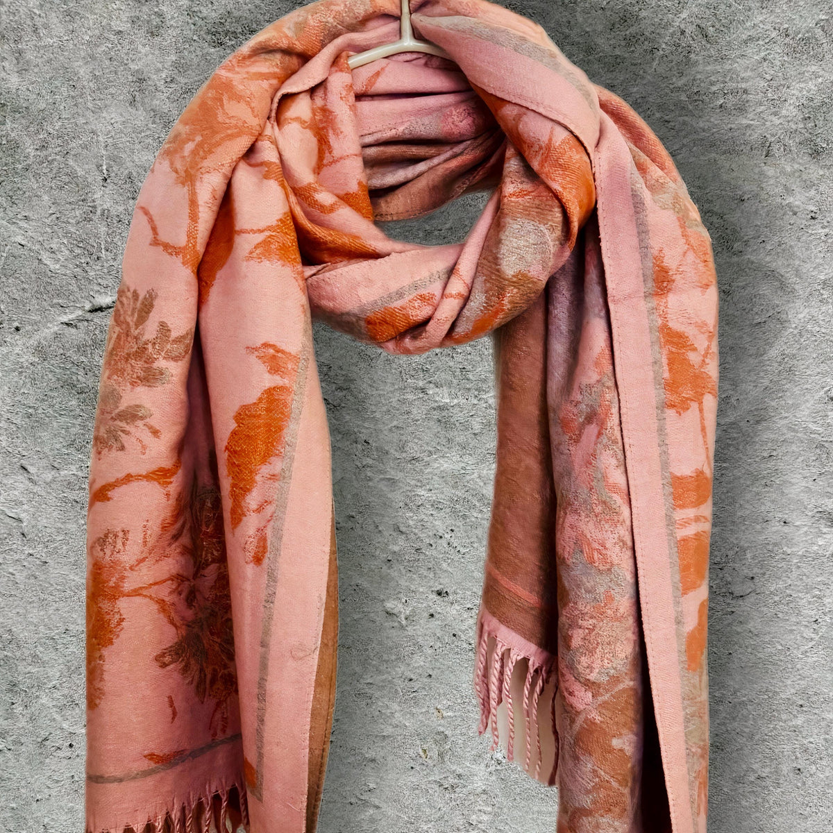 Blue Ultra Soft Winter Scarf,Reversible Wrap for Women,Cozy Peony’s Floral Pattern Shawl,Luxury Gift for Her