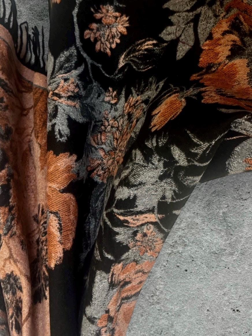 Black Ultra Soft Winter Scarf,Elegant Reversible Peonys Floral Shawl,Cozy Wrap for Women,Chic Warm Gift for Her