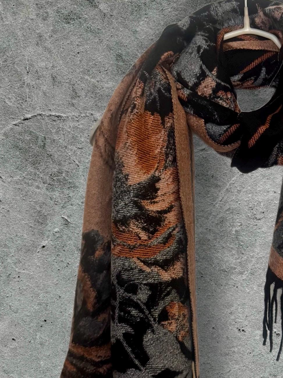 Black Ultra Soft Winter Scarf,Elegant Reversible Peonys Floral Shawl,Cozy Wrap for Women,Chic Warm Gift for Her