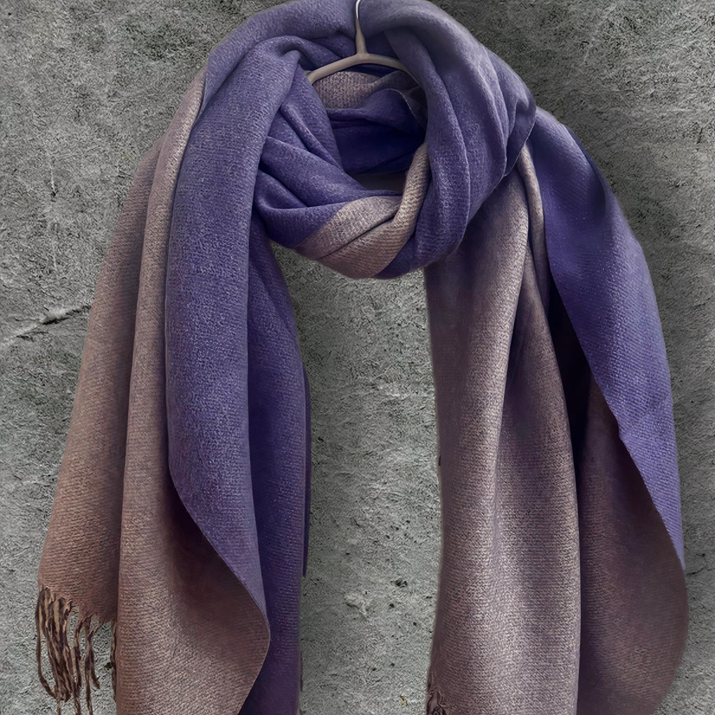 Light Blue & Beige Winter Scarf for Women,Ultra Soft Double-Sided Shawl,Warm,Lightweight and Elegant Gift for Her