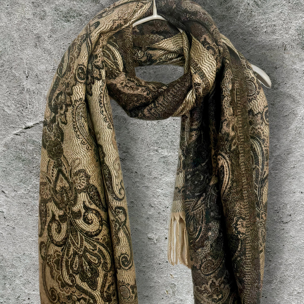 Reversible Burgundy Winter Scarf,Luxurious Warm Shawl with Paisley Print,Elegant Wrap for Women,Perfect Christmas Gift for Her