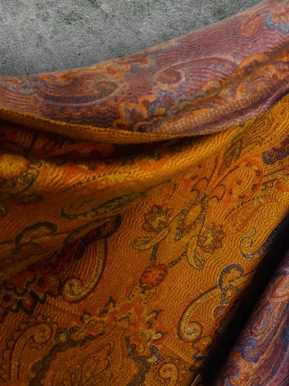 Reversible Mustard Yellow Winter Scarf for Women,Ultra Soft Shawl with Paisley Pattern,Cozy Warm Wrap,Stylish Gift for Her