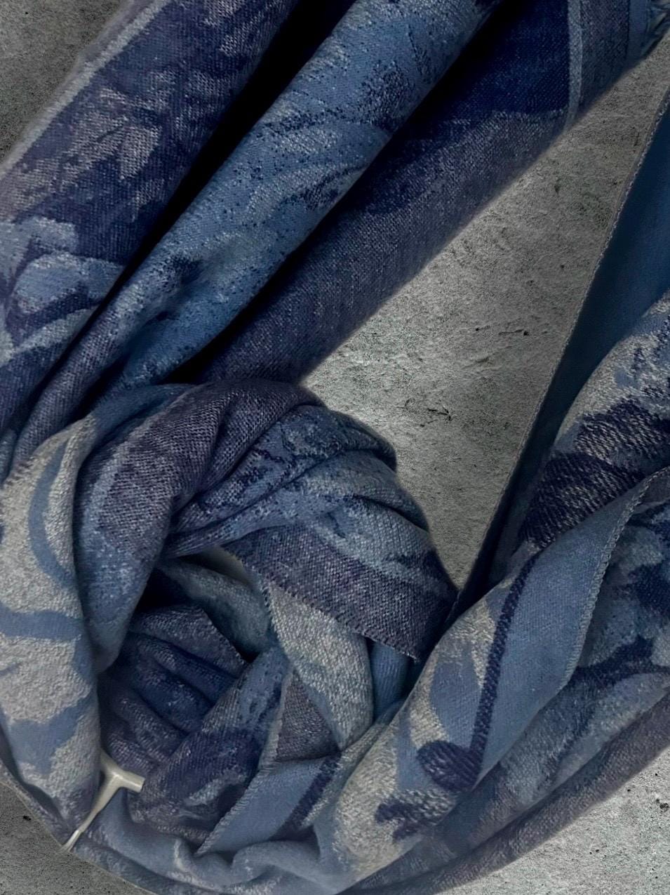 Blue Ultra Soft Winter Scarf,Reversible Wrap for Women,Cozy Peony’s Floral Pattern Shawl,Luxury Gift for Her