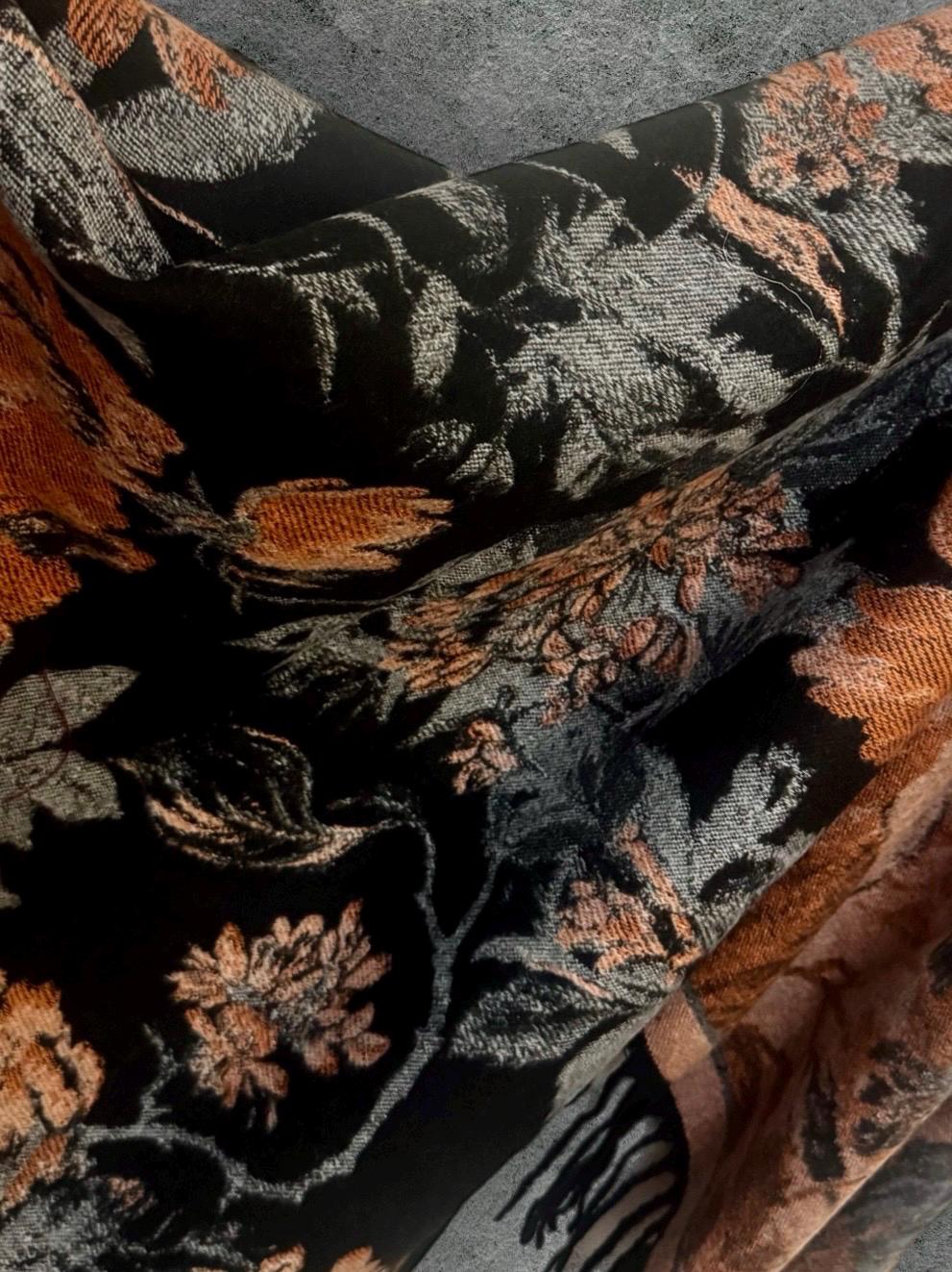 Black Ultra Soft Winter Scarf,Elegant Reversible Peonys Floral Shawl,Cozy Wrap for Women,Chic Warm Gift for Her