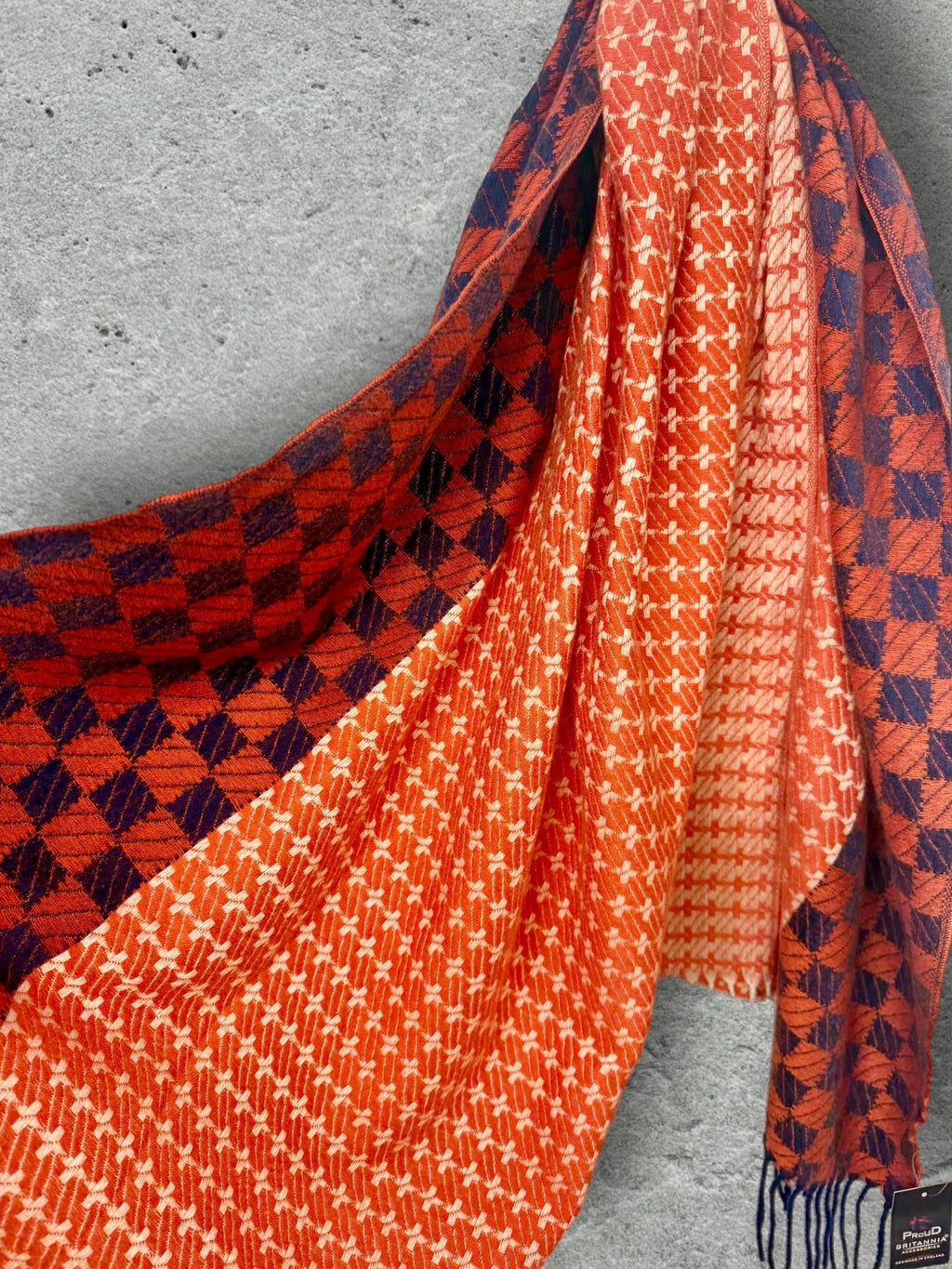 Burnt Orange Winter Scarf,Heritage Mosaic Wrap for Women,Ultra Soft Reversible Shawl,Warm Gift for Her