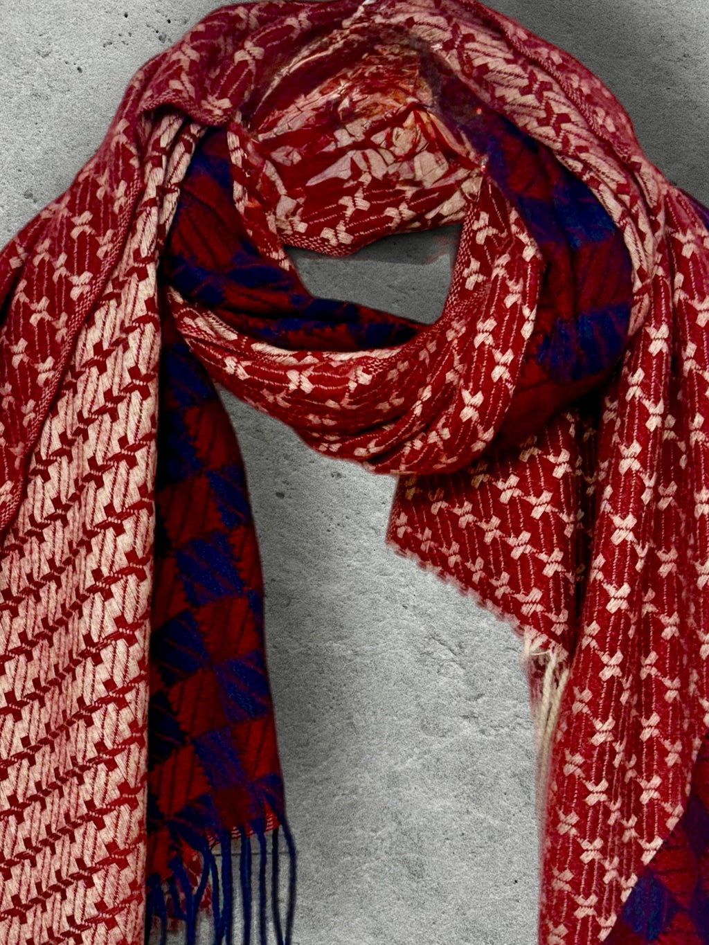 Burgundy Red Winter Scarf for Women,Heritage Mosaic Patterned Wrap,Ultra Soft Oversized Geometric Shawl,Thoughtful Christmas Gift