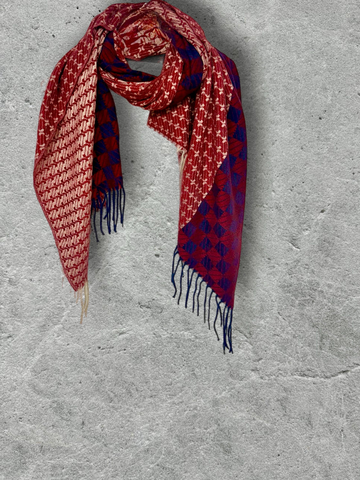 Burgundy Red Winter Scarf for Women,Heritage Mosaic Patterned Wrap,Ultra Soft Oversized Geometric Shawl,Thoughtful Christmas Gift