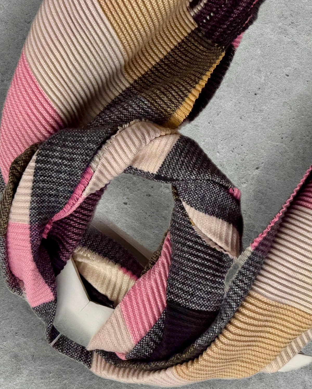 Pink Plum Beige Geometric Colour Block Pattern Winter Scarf,Ultra Soft Wrap for Women,Warm Gift for Her Birthday or Christmas