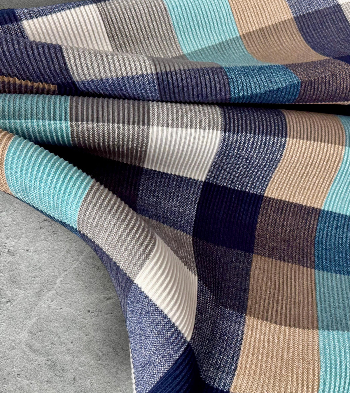 Geometric Aqua Blue Navy Teal Winter Scarf,Featuring Colour Block Pattern,Cozy Wrap for Women,Ultra Soft Warm Gift for Her