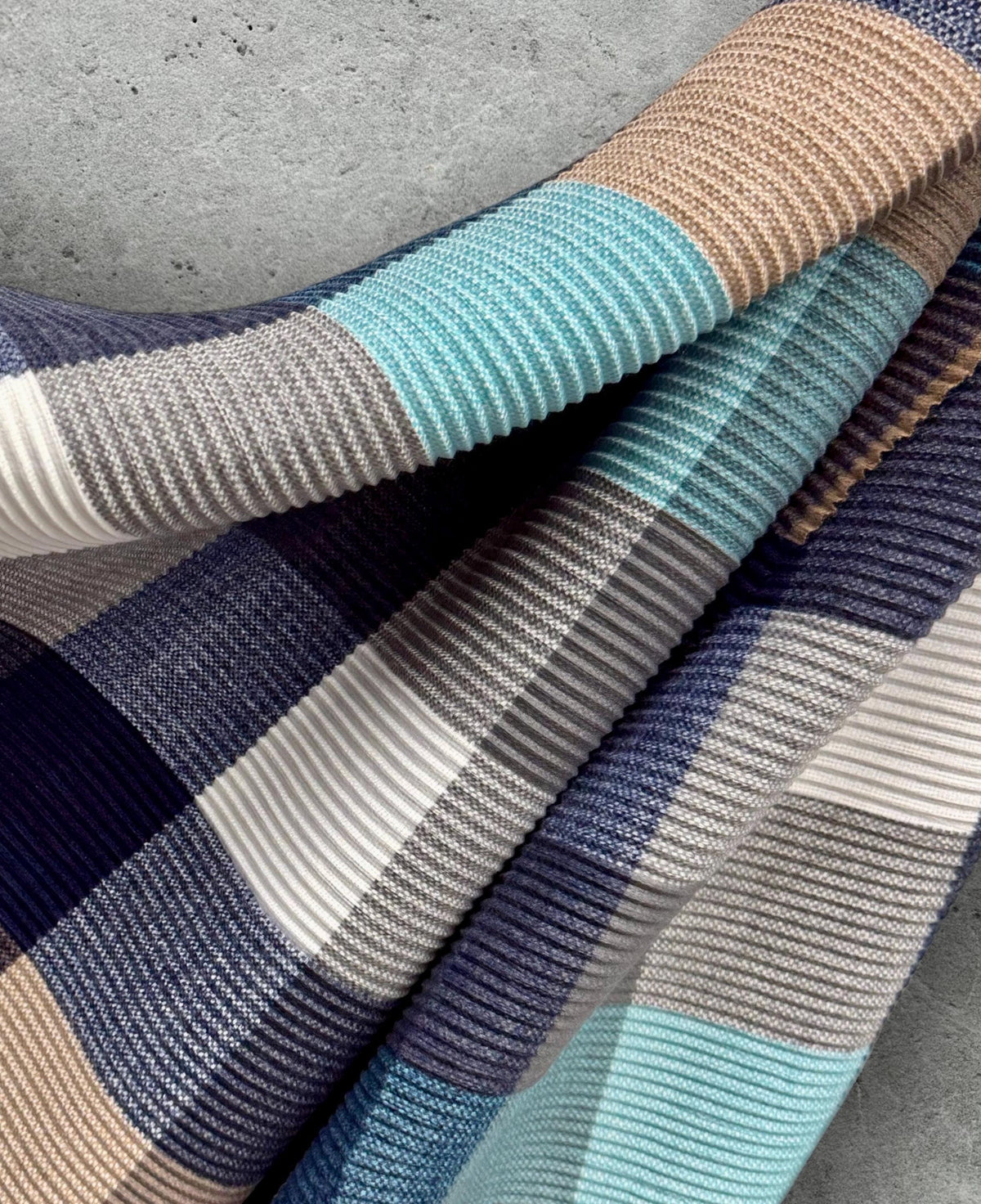 Geometric Aqua Blue Navy Teal Winter Scarf,Featuring Colour Block Pattern,Cozy Wrap for Women,Ultra Soft Warm Gift for Her