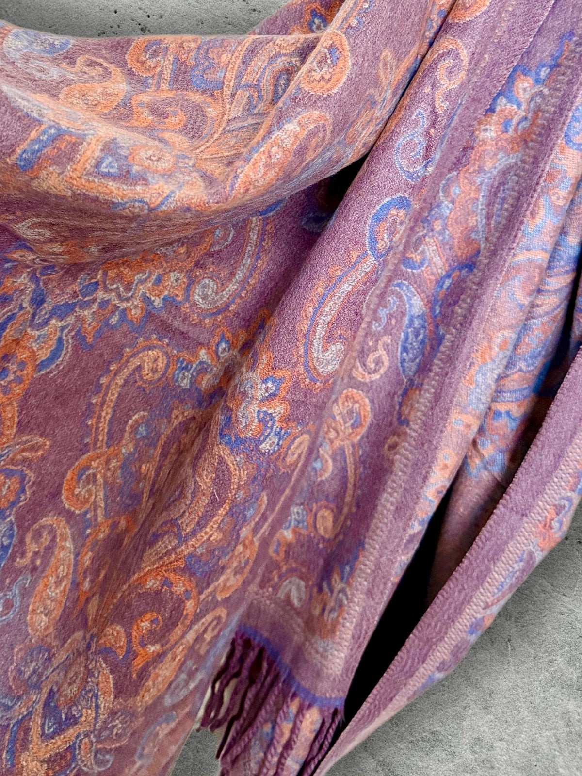 Purple Winter Scarf for Women,Reversible Paisley Scarf,Soft Warm Shawl Wrap,Luxury Cozy Winter Accessory,Christmas Gift for Her