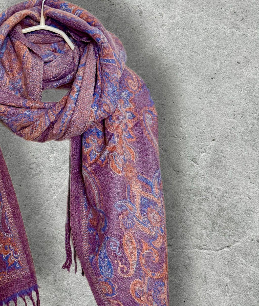 Purple Winter Scarf for Women,Reversible Paisley Scarf,Soft Warm Shawl Wrap,Luxury Cozy Winter Accessory,Christmas Gift for Her