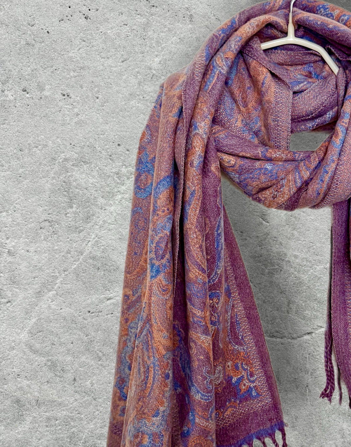 Purple Winter Scarf for Women,Reversible Paisley Scarf,Soft Warm Shawl Wrap,Luxury Cozy Winter Accessory,Christmas Gift for Her
