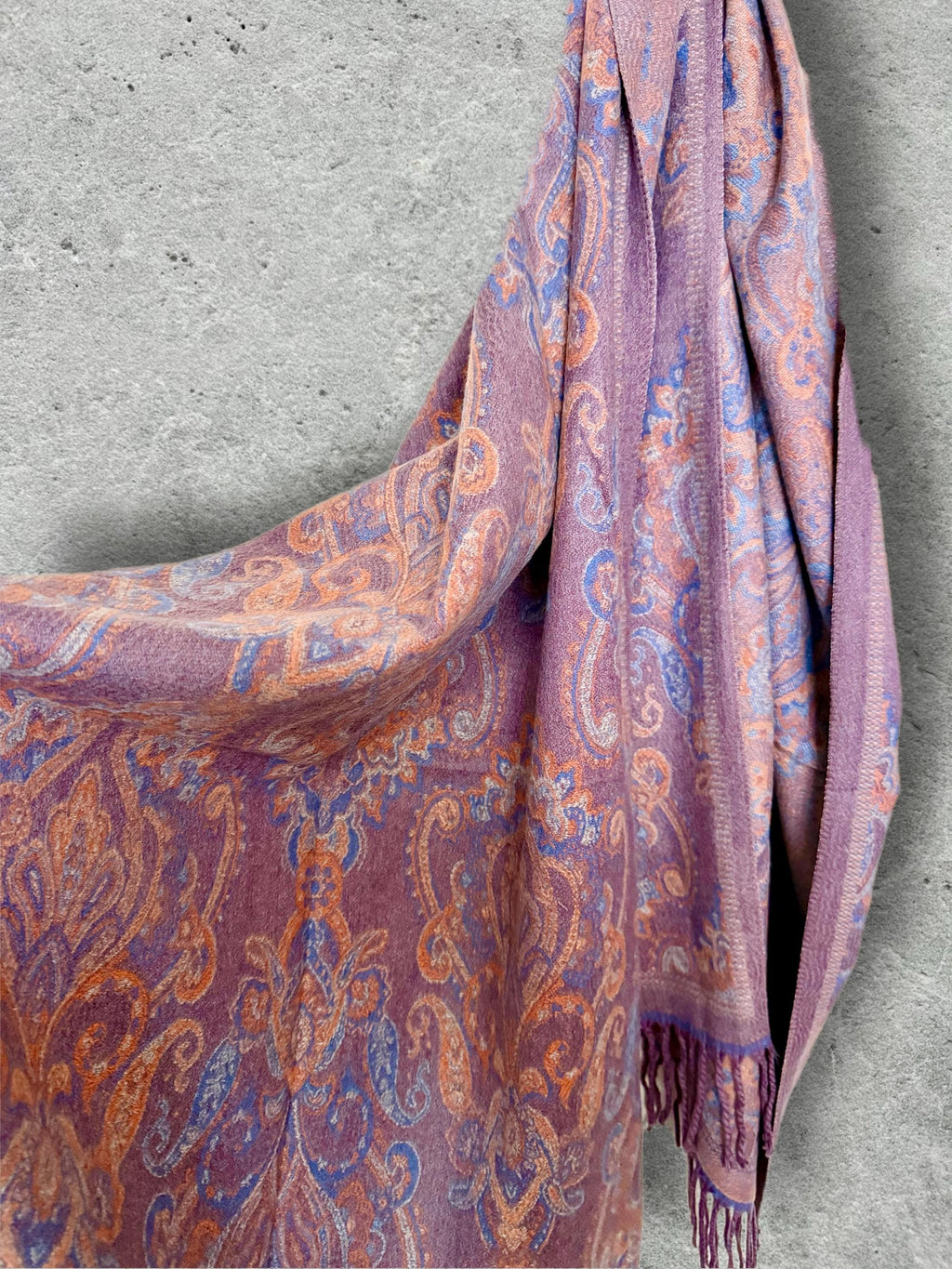 Purple Winter Scarf for Women,Reversible Paisley Scarf,Soft Warm Shawl Wrap,Luxury Cozy Winter Accessory,Christmas Gift for Her