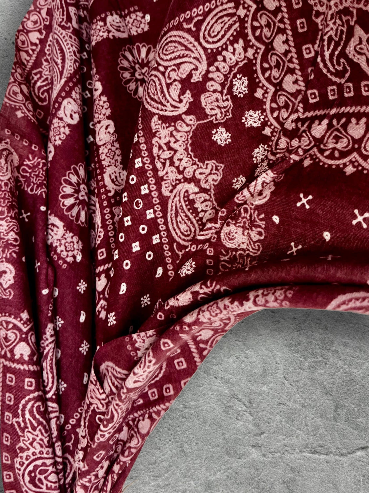 Burgundy Paisley Scarf for Women, Ultra Soft Cotton Viscose Wrap,Vintage Bandana Print Shawl,Bohemian Autumn Accessory