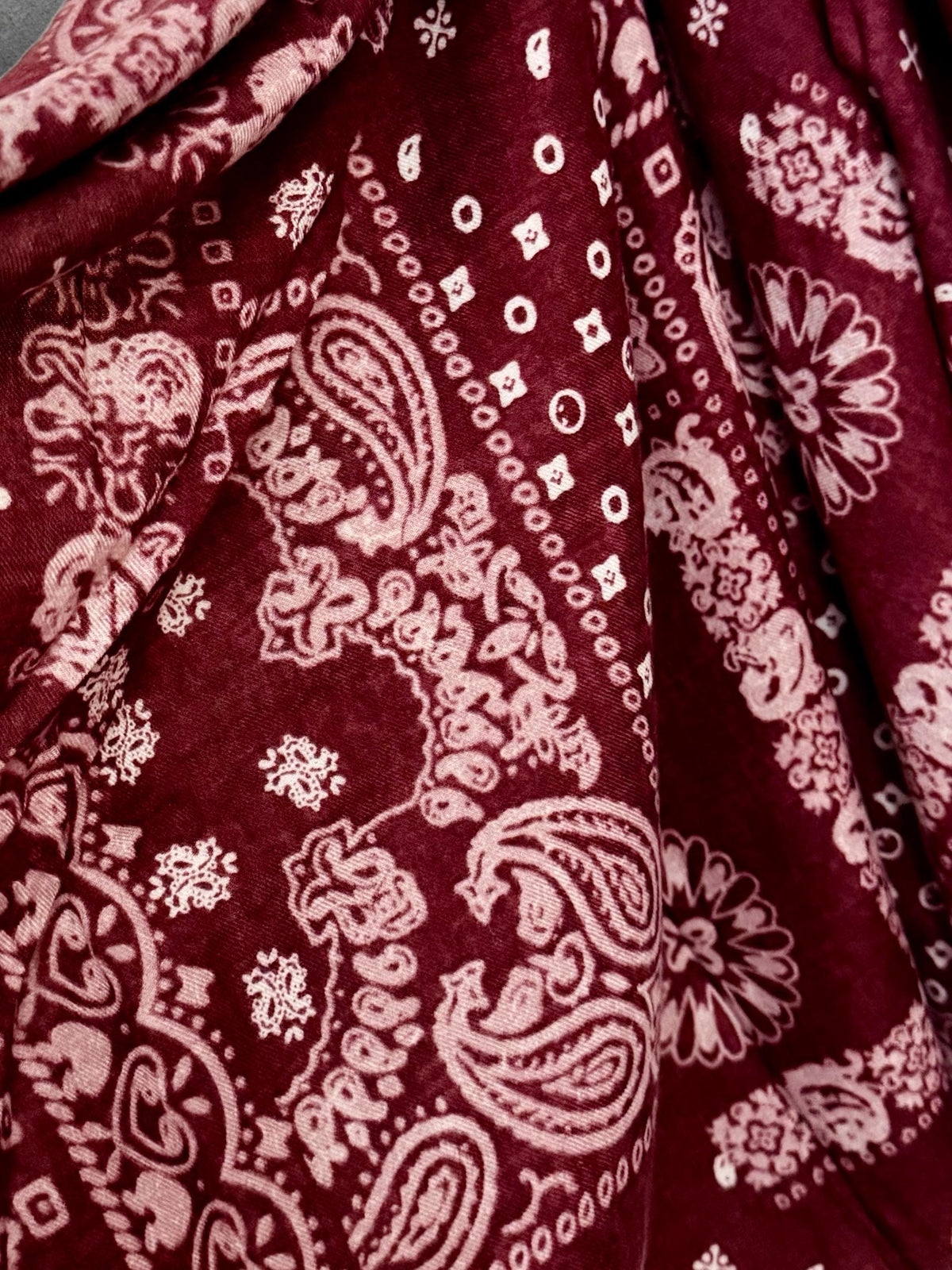 Burgundy Paisley Scarf for Women, Ultra Soft Cotton Viscose Wrap,Vintage Bandana Print Shawl,Bohemian Autumn Accessory
