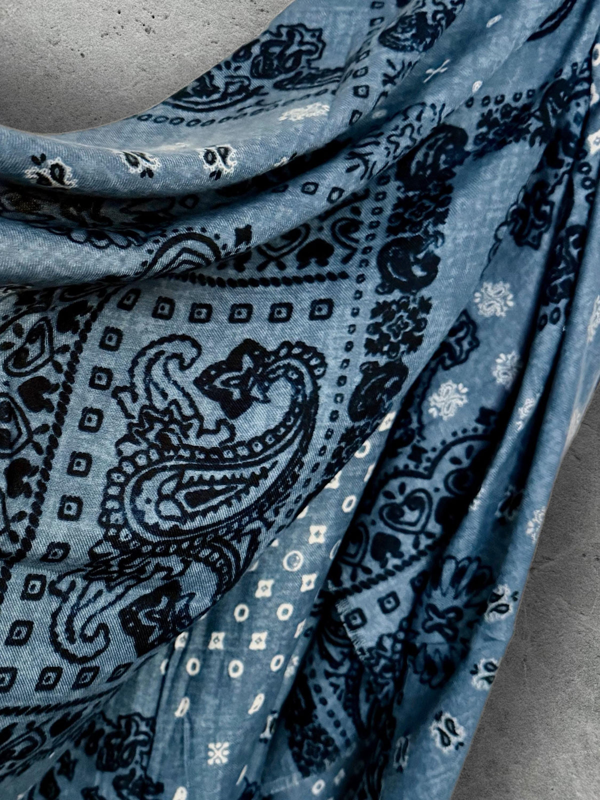 Blue Paisley Scarf for Women,Cotton Viscose Boho Shawl,Vintage Bandana Print Wrap,Autumn Winter Accessory,Great Gifts for Her