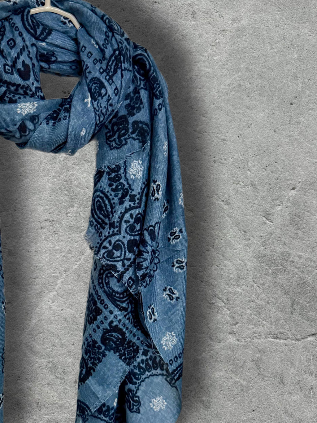 Blue Paisley Scarf for Women,Cotton Viscose Boho Shawl,Vintage Bandana Print Wrap,Autumn Winter Accessory,Great Gifts for Her