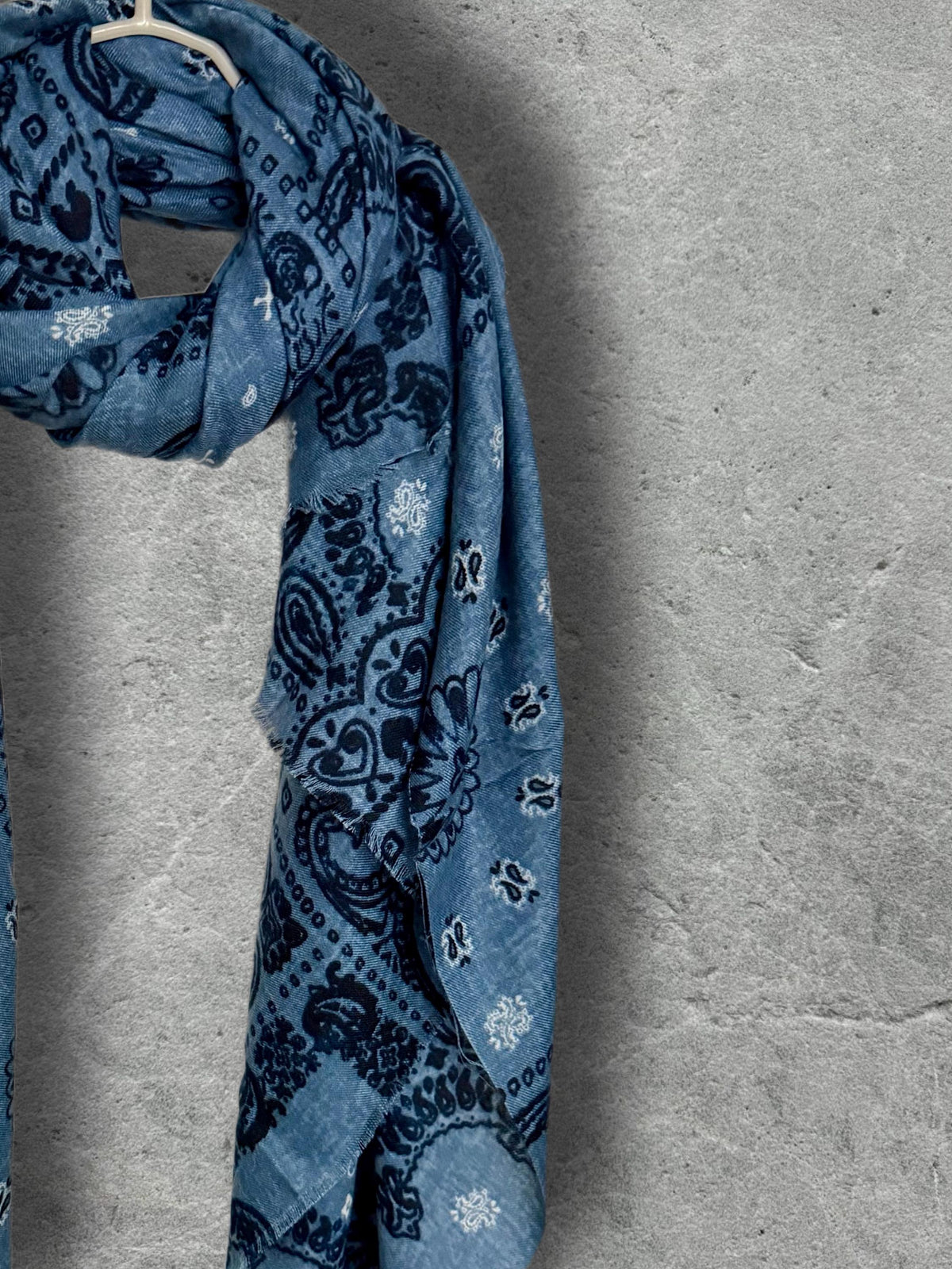 Blue Paisley Scarf for Women,Cotton Viscose Boho Shawl,Vintage Bandana Print Wrap,Autumn Winter Accessory,Great Gifts for Her