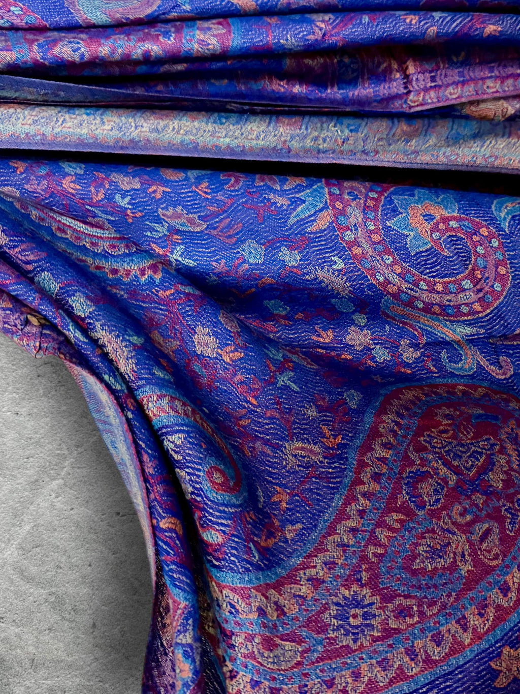 Royal Blue Paisley Autumn Winter Scarf, Cotton Viscose Blend Shawl for Women, Thoughtful Gifts for Her