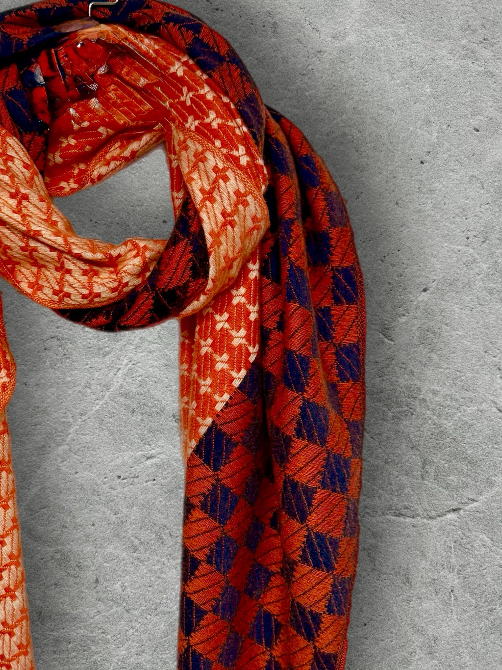 Burnt Orange Winter Scarf,Heritage Mosaic Wrap for Women,Ultra Soft Reversible Shawl,Warm Gift for Her
