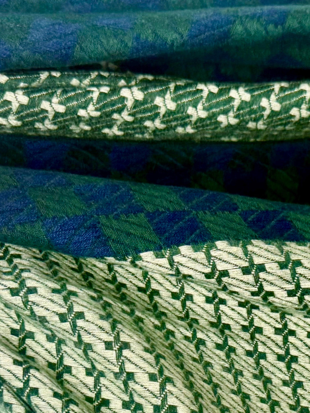 Forest Green Geometric Winter Scarf,Heritage Mosaic Ultra Soft Shawl,Oversized Blue Green Wrap for Women,Cosy Gift for Her