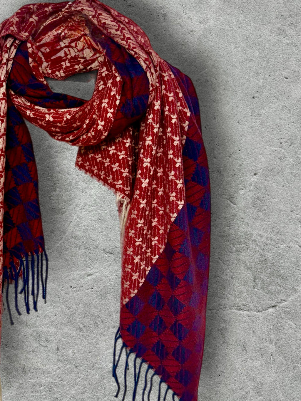 Burgundy Red Winter Scarf for Women,Heritage Mosaic Patterned Wrap,Ultra Soft Oversized Geometric Shawl,Thoughtful Christmas Gift