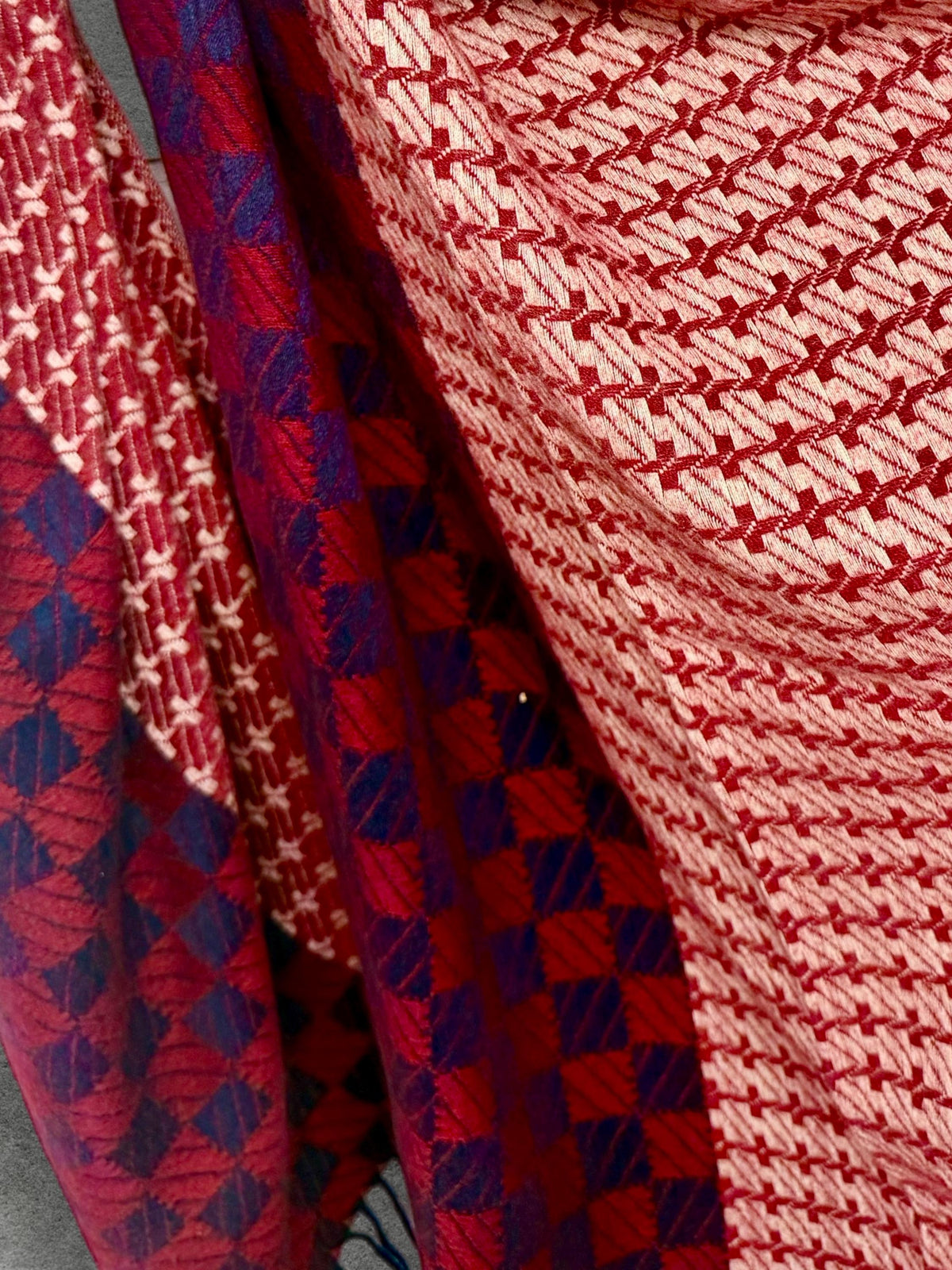 Burgundy Red Winter Scarf for Women,Heritage Mosaic Patterned Wrap,Ultra Soft Oversized Geometric Shawl,Thoughtful Christmas Gift