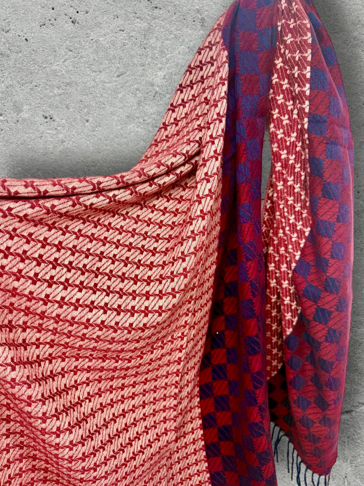 Burgundy Red Winter Scarf for Women,Heritage Mosaic Patterned Wrap,Ultra Soft Oversized Geometric Shawl,Thoughtful Christmas Gift