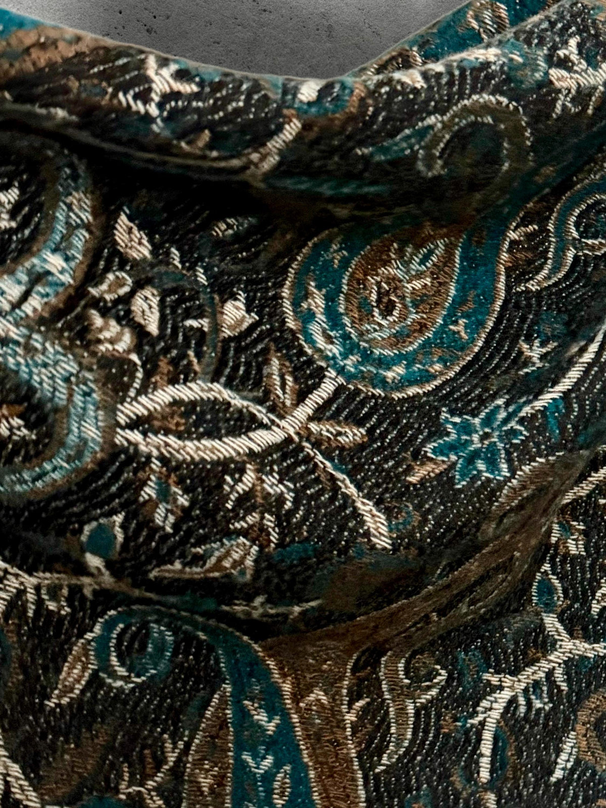 Teal Green Charcoal Paisley Winter Scarf, Reversible Patterned Boho Shawl, Ultra Soft Fringed Wrap, Elegant Gift for Women