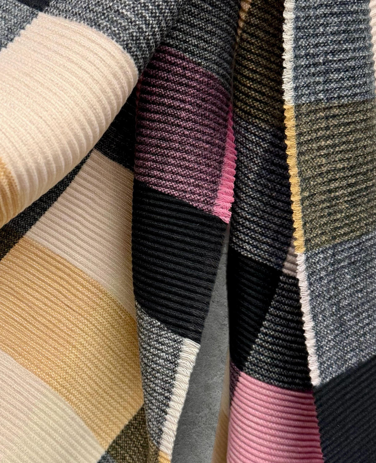 Pink Plum Beige Geometric Colour Block Pattern Winter Scarf,Ultra Soft Wrap for Women,Warm Gift for Her Birthday or Christmas