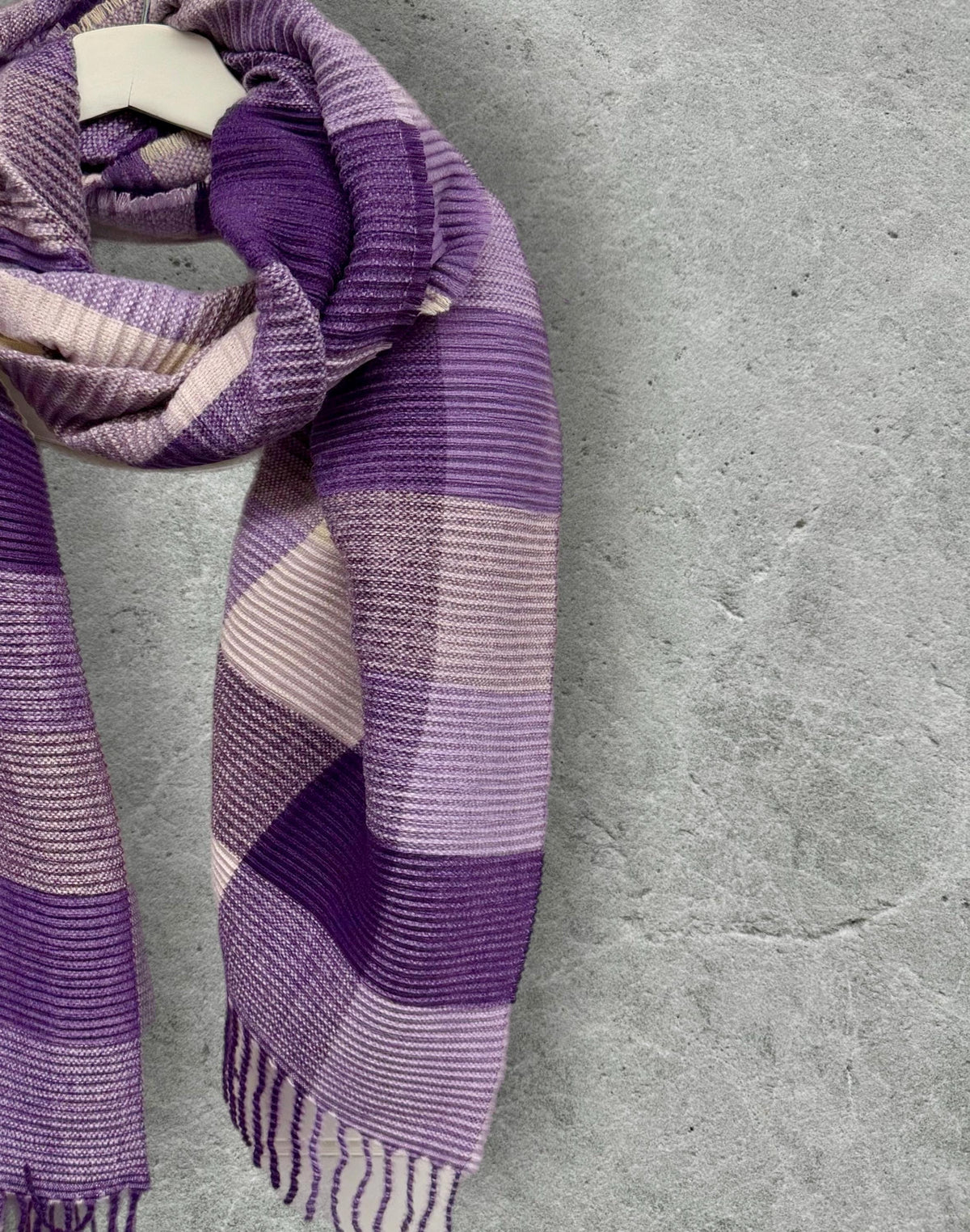 Plum Purple Lilac Winter Scarf for Women,Ultra Soft Geometric Colour Block Warm Wrap,Cosy Gift for Her
