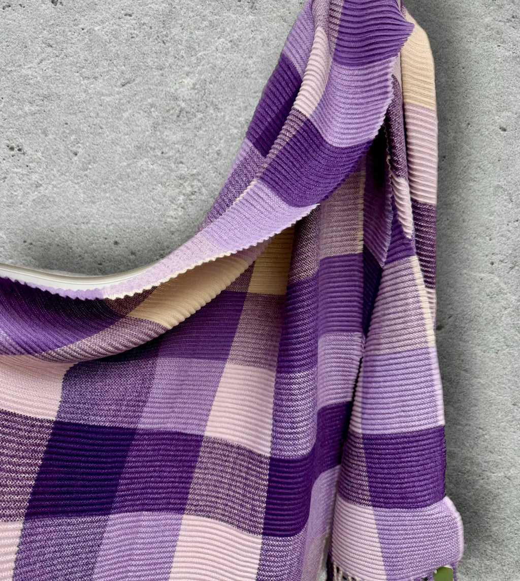 Plum Purple Lilac Winter Scarf for Women,Ultra Soft Geometric Colour Block Warm Wrap,Cosy Gift for Her