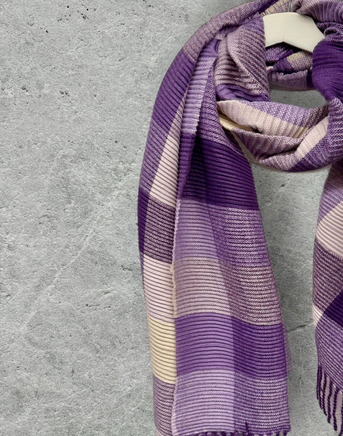Plum Purple Lilac Winter Scarf for Women,Ultra Soft Geometric Colour Block Warm Wrap,Cosy Gift for Her