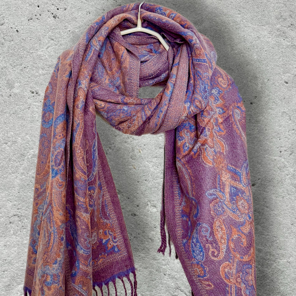 Purple Winter Scarf for Women,Reversible Paisley Scarf,Soft Warm Shawl Wrap,Luxury Cozy Winter Accessory,Christmas Gift for Her