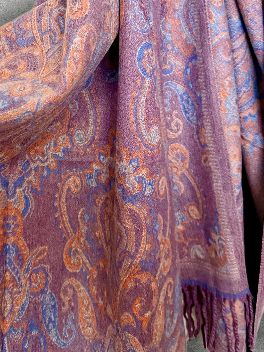 Purple Winter Scarf for Women,Reversible Paisley Scarf,Soft Warm Shawl Wrap,Luxury Cozy Winter Accessory,Christmas Gift for Her