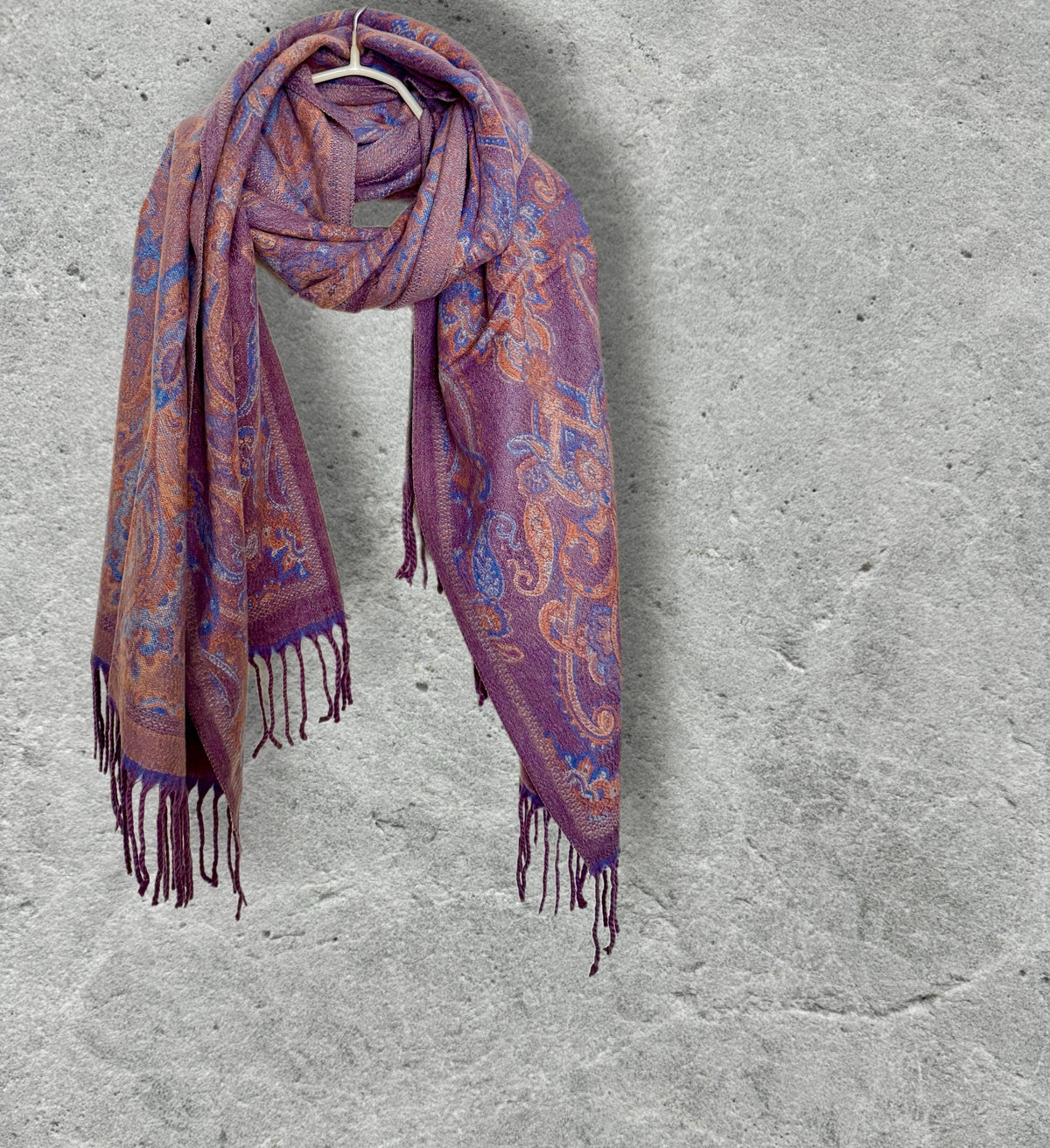 Purple Winter Scarf for Women,Reversible Paisley Scarf,Soft Warm Shawl Wrap,Luxury Cozy Winter Accessory,Christmas Gift for Her
