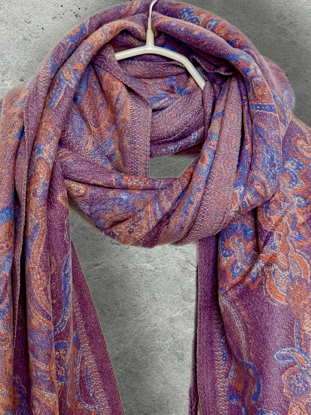 Purple Winter Scarf for Women,Reversible Paisley Scarf,Soft Warm Shawl Wrap,Luxury Cozy Winter Accessory,Christmas Gift for Her