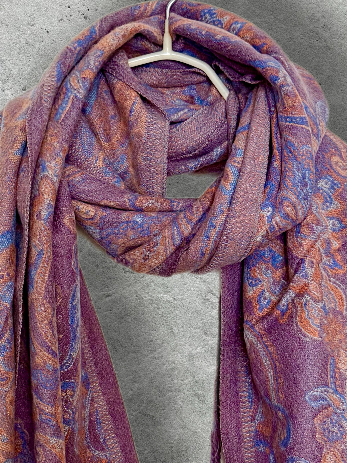 Purple Winter Scarf for Women,Reversible Paisley Scarf,Soft Warm Shawl Wrap,Luxury Cozy Winter Accessory,Christmas Gift for Her