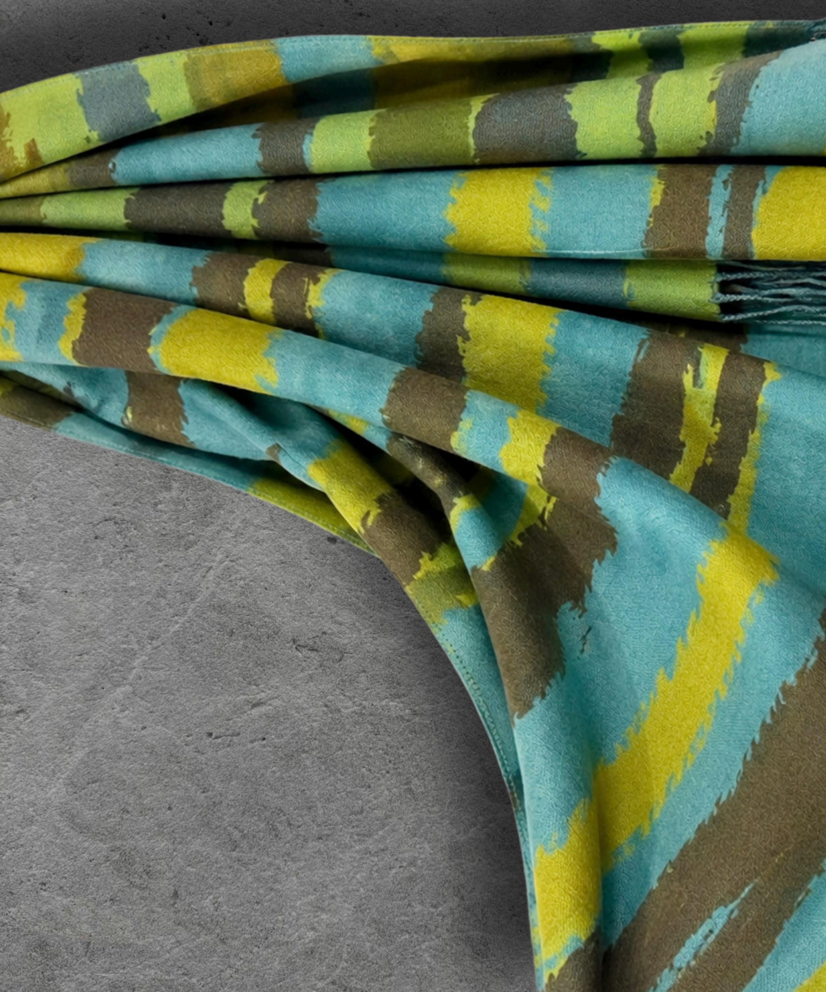 Lime Green Aqua Blue Brushed Abstract Winter Scarf, Reversible Warm Wrap, Ultra Soft Shawl for Women, Ideal Gifts for Her