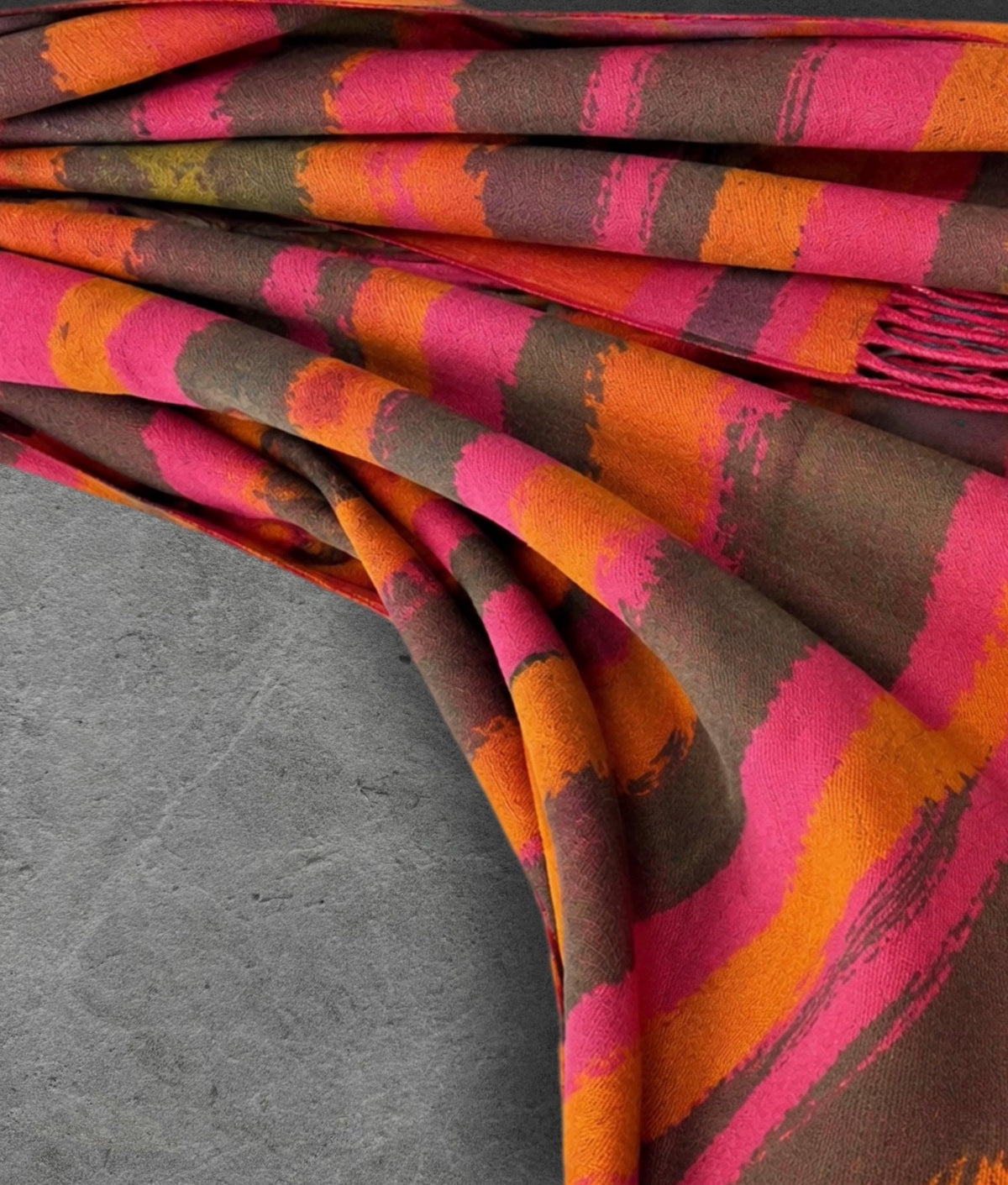 Orange and Hot Pink Winter Scarf, Abstract Brushed Wrap for Women, Colourful Boho Shawl, Warm Gifts for Her