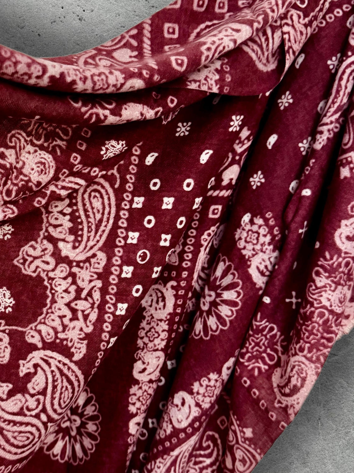 Burgundy Paisley Scarf for Women, Ultra Soft Cotton Viscose Wrap,Vintage Bandana Print Shawl,Bohemian Autumn Accessory