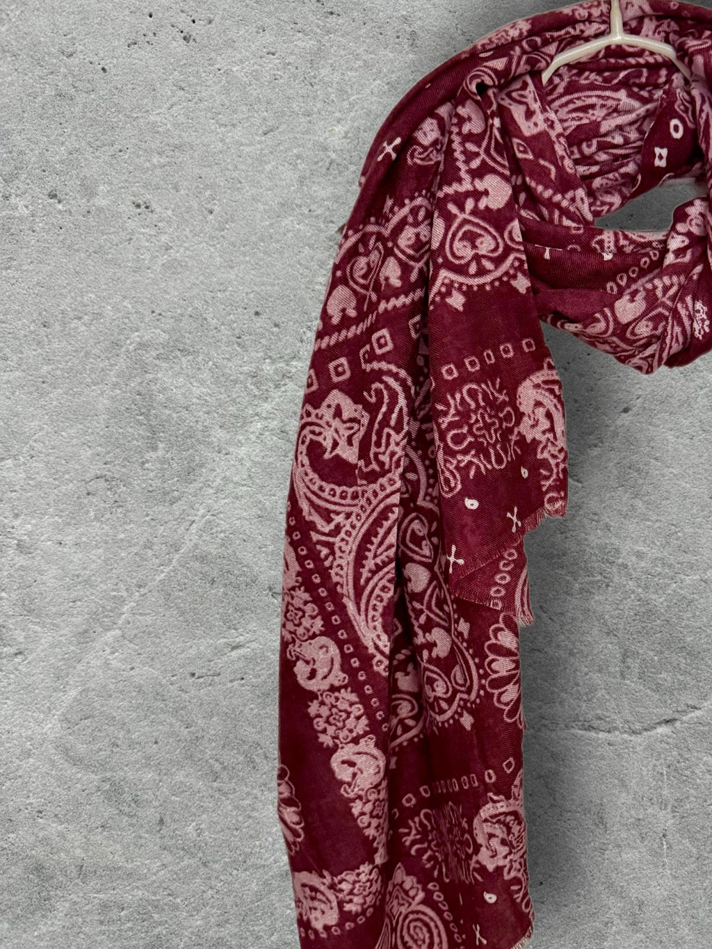 Burgundy Paisley Scarf for Women, Ultra Soft Cotton Viscose Wrap,Vintage Bandana Print Shawl,Bohemian Autumn Accessory