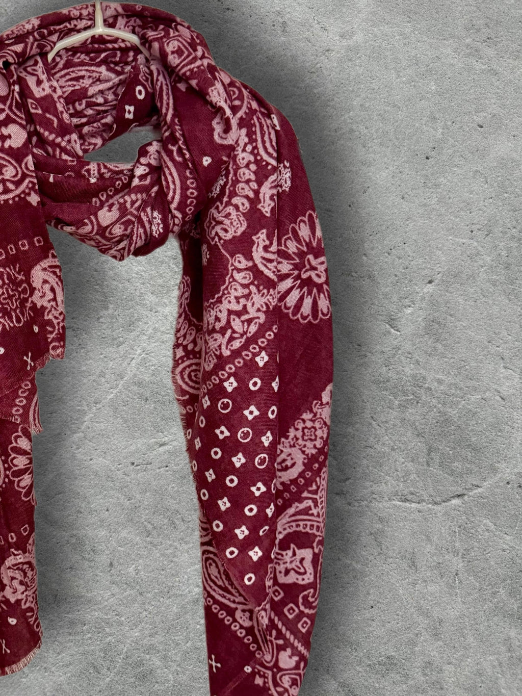 Burgundy Paisley Scarf for Women, Ultra Soft Cotton Viscose Wrap,Vintage Bandana Print Shawl,Bohemian Autumn Accessory