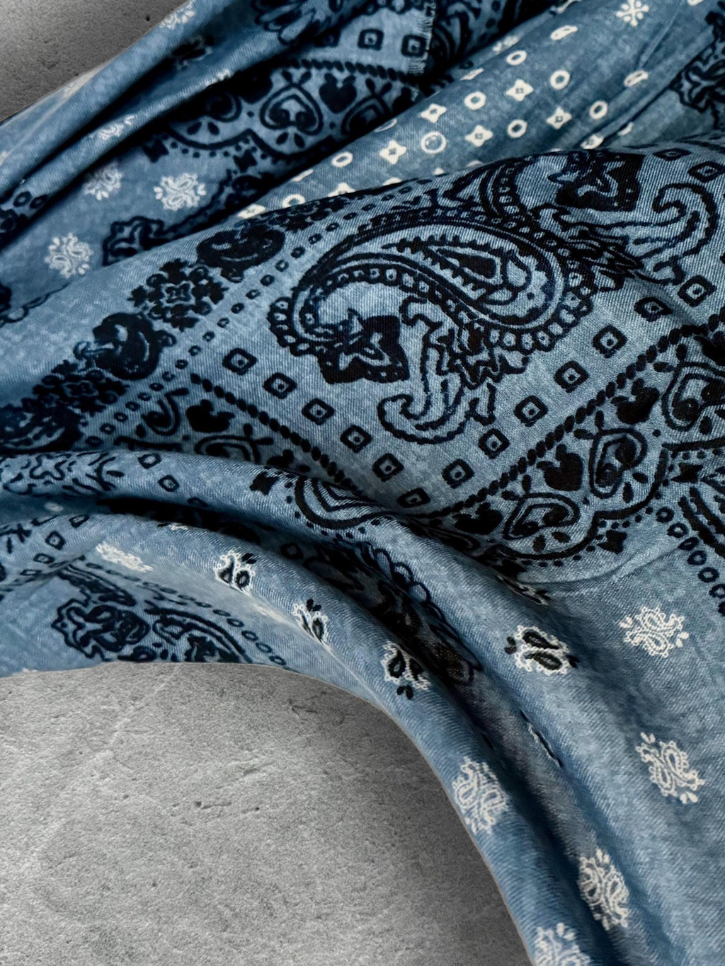 Blue Paisley Scarf for Women,Cotton Viscose Boho Shawl,Vintage Bandana Print Wrap,Autumn Winter Accessory,Great Gifts for Her